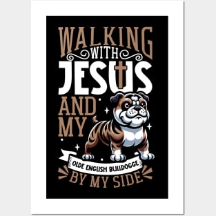 Jesus and dog - Olde English Bulldogge Posters and Art